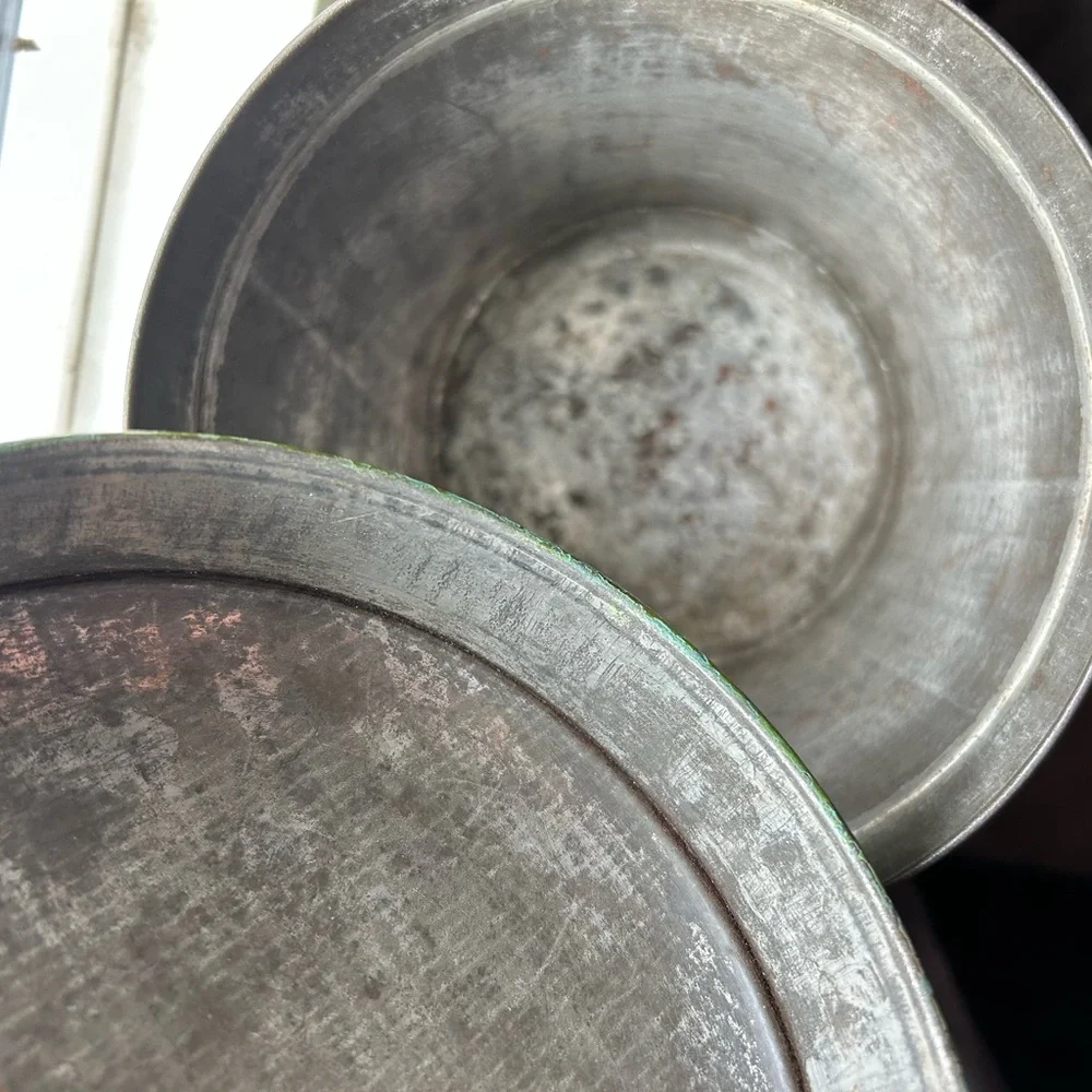 Vintage Green and Red Decorative Tin